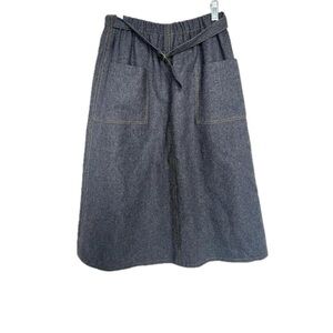 Grey Wool Midi Skirt